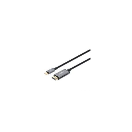 Cable Usb-C A Hdmi Manhattan 4K 60Hz Usb-C - Hdmi 2 M Negro/Plata 153607