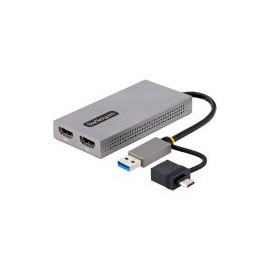 Adaptador Usb A/C Macho 2X Hdmi Hembra 11Cm Usb 3.0 A Hdmi Windows Y Macos Gris 107B-Usb-Hdmi