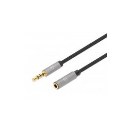 Cable Manhattan Audio Estereo 3.5Mm Extension Macho - Hembra 3M Negro/Aluminio Plateado 356046