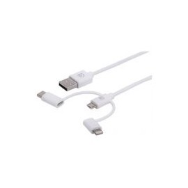 Cable 3 En 1 Manhattan 353434 Micro Usb Usb-C Lightning Blanco 1M