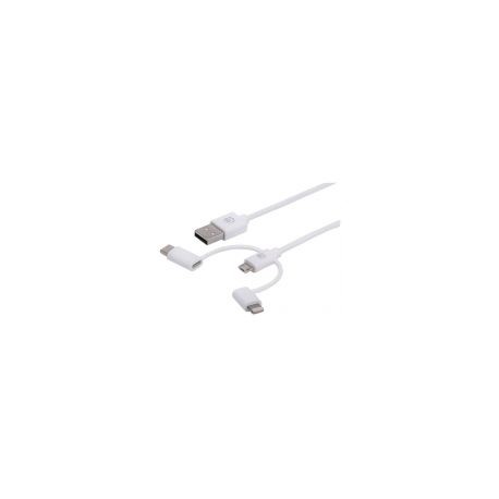 Cable 3 En 1 Manhattan 353434 Micro Usb Usb-C Lightning Blanco 1M