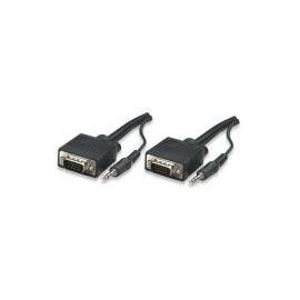 Cable Svga Manhattan Con Audio 8Mm 3.5Mm Hd15 Macho 15M Negro 326674