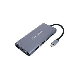 Hub Batauro Usb-C Macho A 1X Hdmi 1X Vga 2X Usb 3.0 1X Pd 1X Lan 1X Sd 1X 3.5Mm Hembra Negro Ad-90