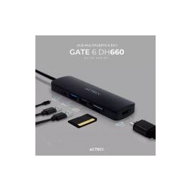 Hub Acteck Usb-C 3.2 Macho 1X Usb A 3.0 1X Usb A 2.0 1X Sd 1X Hdmi Negro Ac-934619