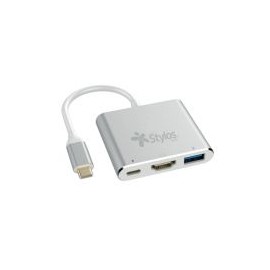 Hub Usb-C Stylos Macho 1X Usb-C 1X Usb 3.0 1X Hdmi Hembra 5000 Mbit/S Plata Stcbhub31S