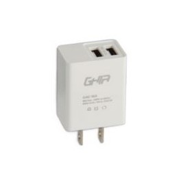 Cargador De Pared Ghia 2 Puertos Usb 2.0 2.1A Blanco Gac-153