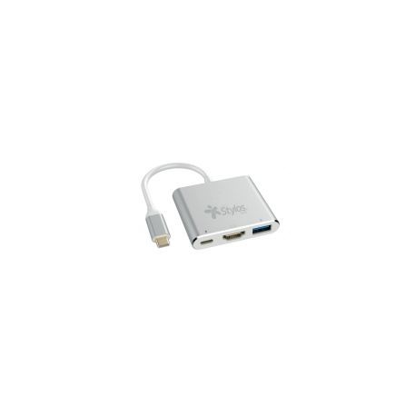 Hub Usb-C Stylos Macho 1X Usb-C 1X Usb 3.0 1X Hdmi Hembra 5000 Mbit/S Plata Stcbhub31S