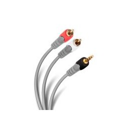 Cable Steren 3.5Mm Macho A 2X Rca Macho Reforzado 3.6 Metros Gris 284-050