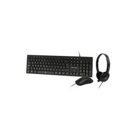 Kit Teclado, Mouse Y Audifonos Perfect Choice Pc-201717 Alambrico Negro