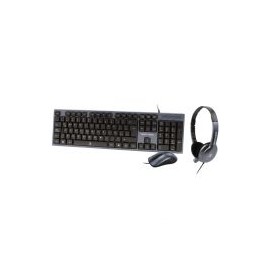 Kit Teclado, Mouse Y Audifonos Perfect Choice Pc-201700 Alambrico Gris