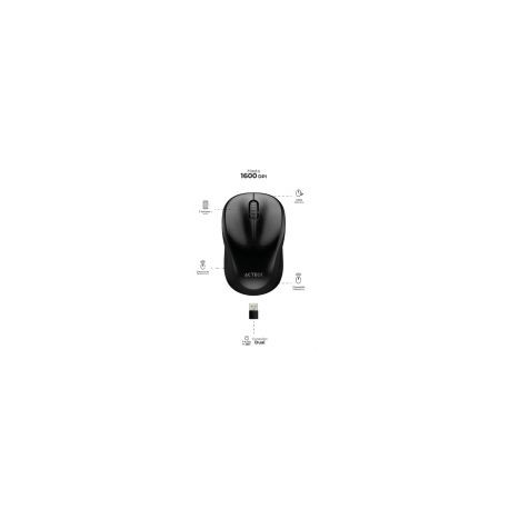 Mouse Acteck Optimize Trip Mi480 1600Dpi 2 Botones Ergonómico Inalámbrico Usb Negro Ac-934169