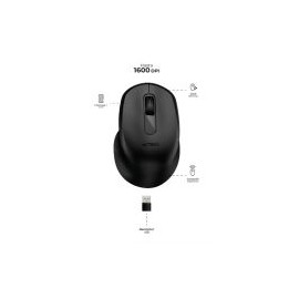 Mouse Acteck Optimize Ergo Mi470 1600Dpi 2 Botones Ergonómico Inalámbrico Usb Negro Ac-934145