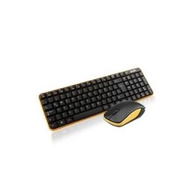 Kit De Teclado Español + Mouse Ghia Inalambrico Rf Negro / Amarillo Gt4000Na