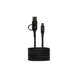 Cable Usb Vorago Cab-126 Usb-C A Usb-C Con Adaptador A Usb-A Carga Rápida 60W 1 Metro Negro