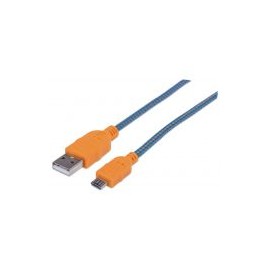 Cable Manhattan Usb V2.0 A-Micro B 1.0M Textil Azul-Naranja 352734