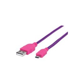 Cable Manhattan Usb V2.0 A-Micro B 1.0M Textil Rosa/Morado 352758