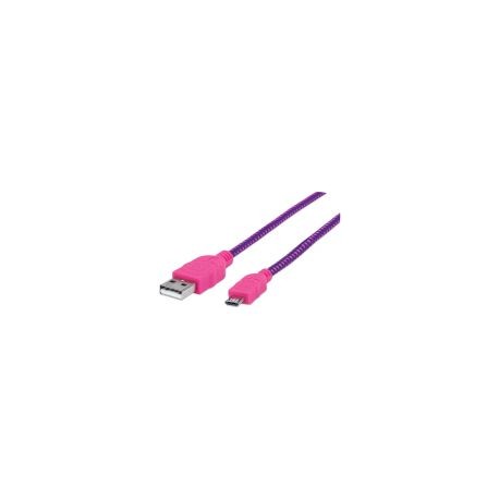 Cable Manhattan Usb V2.0 A-Micro B 1.0M Textil Rosa/Morado 352758