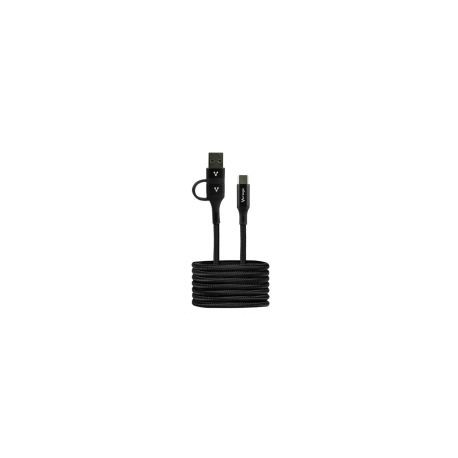 Cable Usb Vorago Cab-126 Usb-C A Usb-C Con Adaptador A Usb-A Carga Rápida 60W 1 Metro Negro