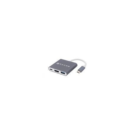 Adaptador Usb Tipo C A Hdmi Naceb Na-0111 Hdmi + Usb 3.0 + Pd Plata