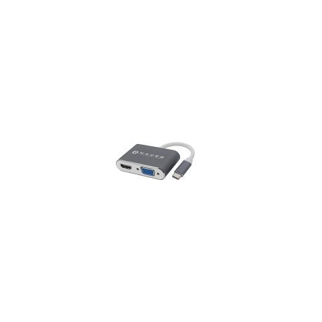 Adaptador Usb Tipo C A Hdmi+Vga Naceb Na-0113 Plata