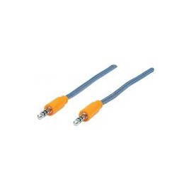 Cable Auxiliar De Audio 3.5 1Mt Textil Naranja/Azul Manhattan 352802