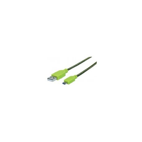 Cable Usb Manhattan Textil Verde/Negro Usb A Micro Usb 1 Metro 394062