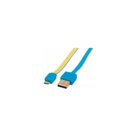 Cable Usb Manhattan Plano Azul/Amarillo Usb A Micro Usb 2M 391283