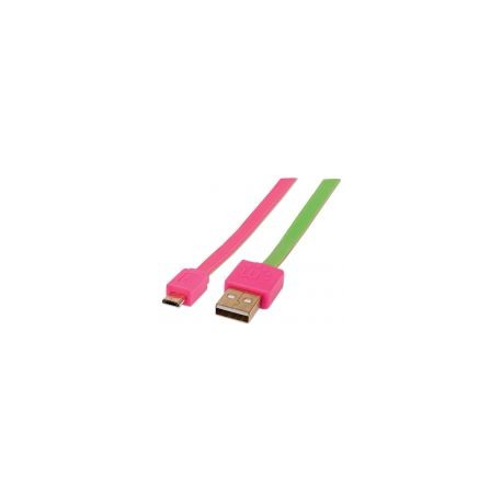 Cable Micro Usb Manhattan Plano 1.0M Rosa/Verde 391443