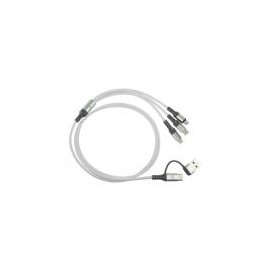 Cable De Carga Multipuerto Easy Line Usb-C Usb-B/Lighting Macho Micro-Usb Blanco El-994329