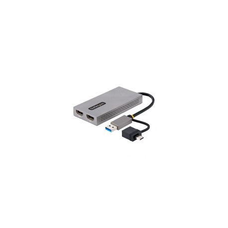 Adaptador Usb A/C Macho 2X Hdmi Hembra 11Cm Usb 3.0 A Hdmi Windows Y Macos Gris 107B-Usb-Hdmi