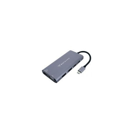 Hub Batauro Usb-C Macho A 1X Hdmi 1X Vga 2X Usb 3.0 1X Pd 1X Lan 1X Sd 1X 3.5Mm Hembra Negro Ad-90